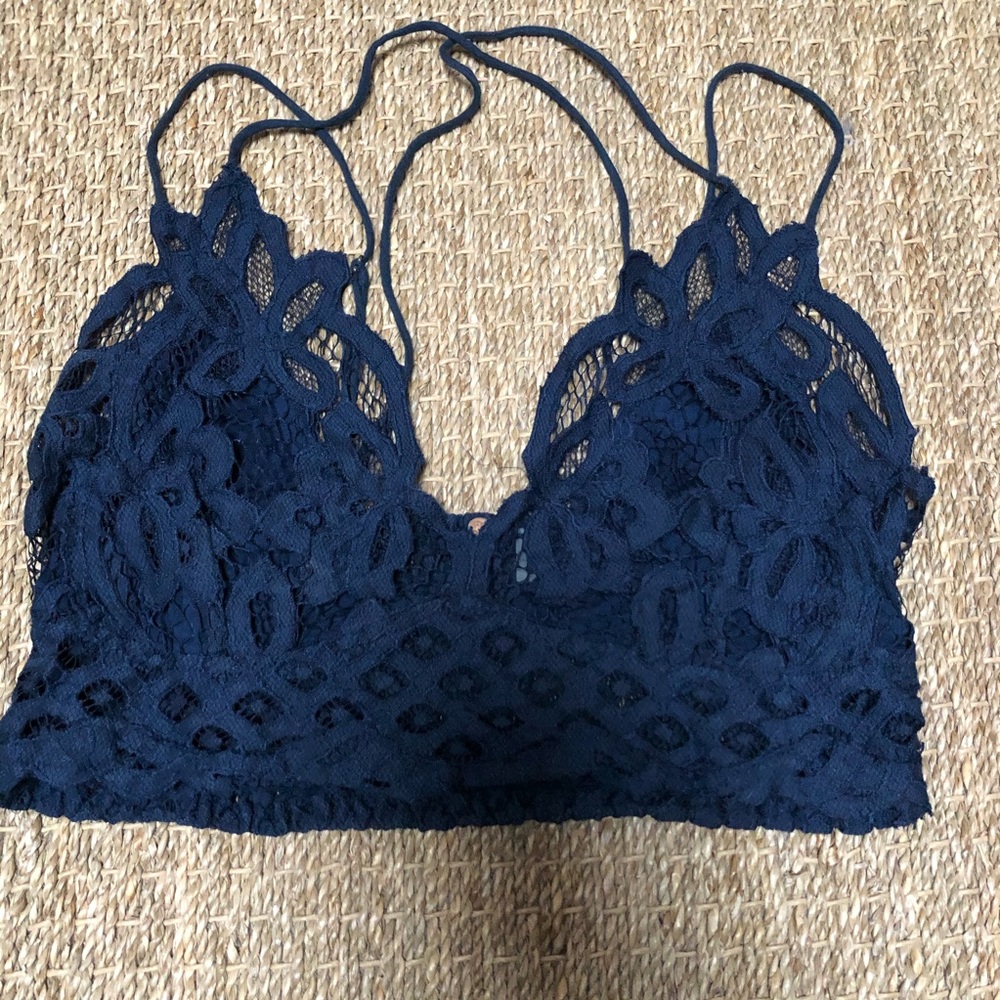 Free people adella bralette navy lace trendy boho